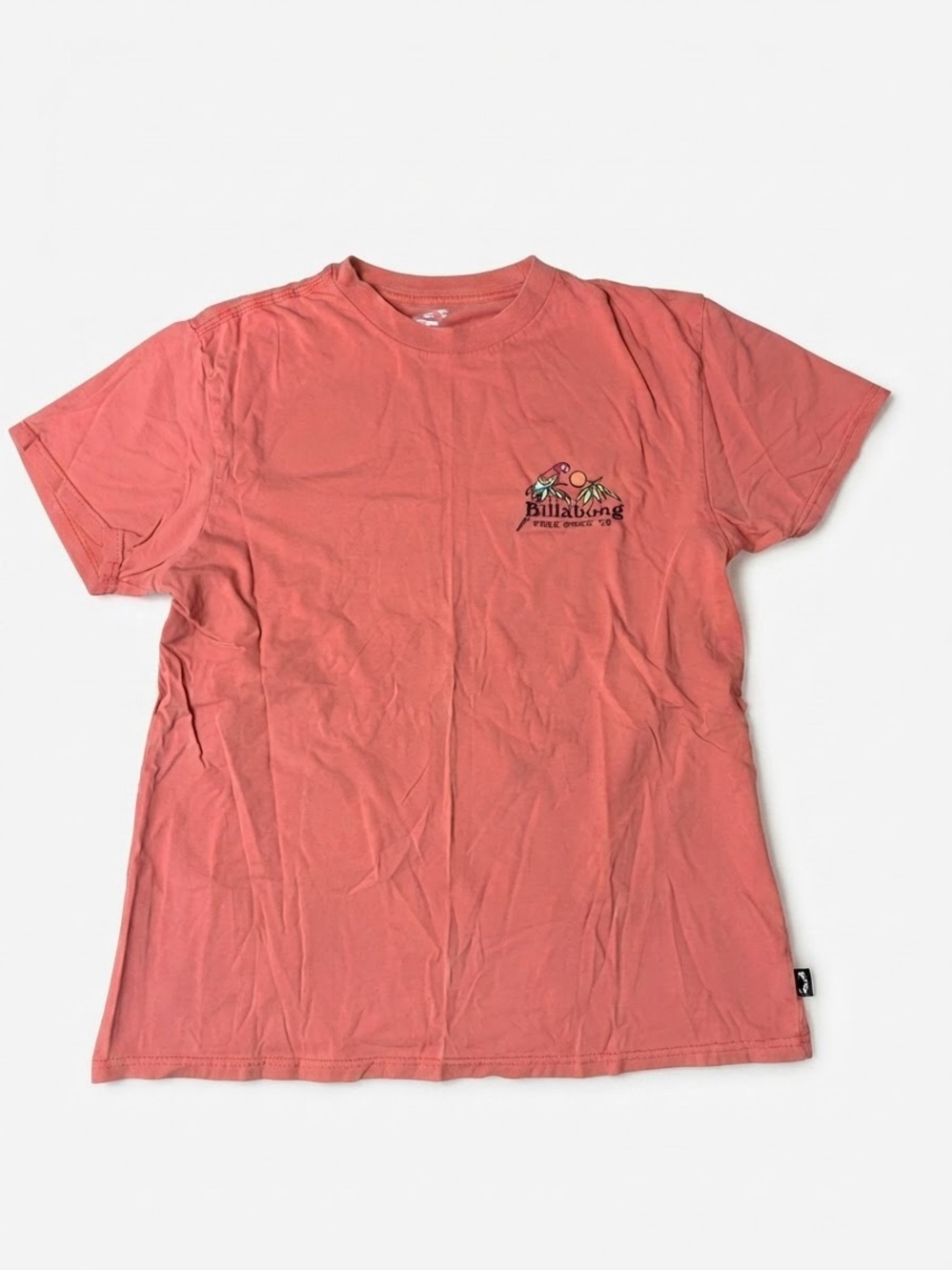 Billabong Premium Coral Pink Parrot Graphic T-Shirt Small